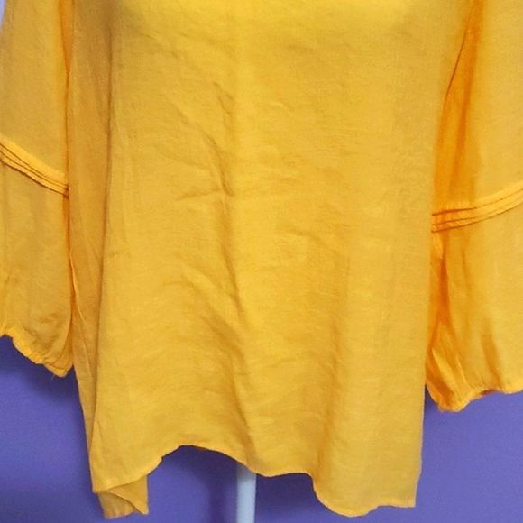 Hope & Harlow Boho Romantic Yellow Laced Swing Flowy High Low Top Spring Easter - Picture 4 of 11